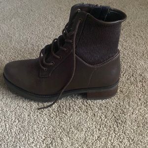 Detailed brown combat boots